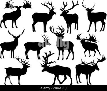 Set di silhouette Elk Illustrazione Vettoriale