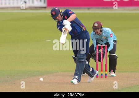 Londra, Regno Unito. 2 luglio 2023. Mentre Surrey affronta gli Essex Eagles nel Vitality T20 Blast cricket match al Kia Oval. Credito: David Rowe/Alamy Live News Foto Stock