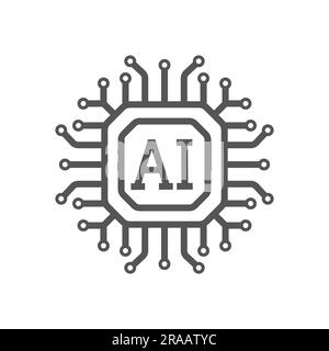 Icona vettoriale del processore AI per siti Web e dispositivi mobili. Design piatto minimalista. Icona della mini CPU ai in stile piatto. CPU ai mobile. Illustrazione della CPU del telefono Illustrazione Vettoriale