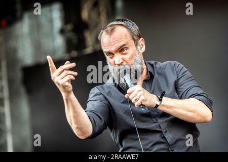 Oslo, Norvegia. 22 giugno 2023. La rock band americana Clutch esegue un concerto dal vivo durante il festival musicale norvegese Tons of Rock 2023 a Oslo. Qui il cantante Neil Fallon è visto dal vivo sul palco. (Foto: Gonzales Photo - Terje Dokken). Foto Stock