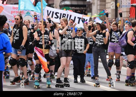 L'annuale Pride march a Londra 2023, Regno Unito Foto Stock