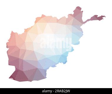 Mappa dell'Afghanistan. Illustrazione a basso contenuto di polietilene del paese. Design geometrico con strisce. Tecnologia, Internet, concetto di rete. Illustrazione vettoriale. Illustrazione Vettoriale