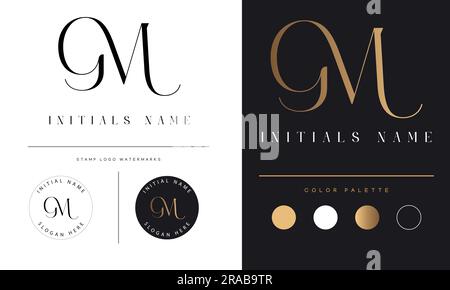 Design logo monogramma iniziale GM o MG Luxury Text Letter Illustrazione Vettoriale