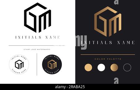 Design logo monogramma iniziale GM o MG Luxury Text Letter Illustrazione Vettoriale