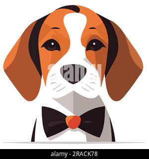 Una graziosa illustrazione vettoriale piatta della testa del cane Illustrazione Vettoriale