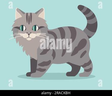 Illustrazione vettoriale Flat cute Cat Illustrazione Vettoriale