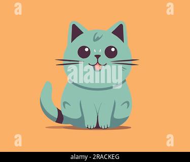 Carino illustrazione vettoriale del gatto di cartoni animati Illustrazione Vettoriale