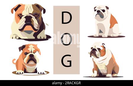 Una serie di illustrazioni vettoriali piatte Angry Dog Illustrazione Vettoriale
