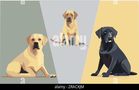 Una serie di illustrazioni vettoriali Flat Dog Illustrazione Vettoriale