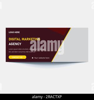Banner Vector Hero del marketing digitale. Intestazione del sito Web di marketing con le parole "marketing digitale" Illustrazione Vettoriale