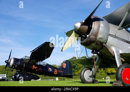 Westland, Lysander, G-AZWT, V9367, V9552, Shuttleworth Collectiomn, Old Warden, Bedfordshire. Foto Stock