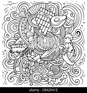 Guatemala cartone animato doodle divertente illustrazione Illustrazione Vettoriale