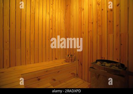 design interno, sauna nell'hotel Foto Stock