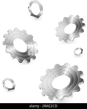 Sfondo tecnologico brillante con ingranaggi ed elementi tecnologici. Con spazio per il testo Illustrazione Vettoriale