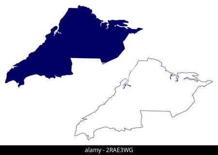 Cumberland County (Canada, Provincia della nuova Scozia, Nord America) mappa illustrazione vettoriale, schizzo di scribble mappa di Cumberland Illustrazione Vettoriale