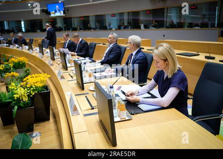 Bruxelles, Belgio. 30 giugno 2023. Nicolas Landemard/le Pictorium - Vertice europeo tenutosi a Bruxelles il 30 giugno 2023. - 30/6/2023 - Belgio/Bruxelles/Bruxelles - Capi di Stato attorno alla tavola. Crediti: LE PICTORIUM/Alamy Live News Foto Stock