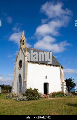 Cappella Notre-Dame-de-l'Esperance, Baie de Saint-Brieuc, Etables-sur-Mer, Bretagna, Francia Foto Stock