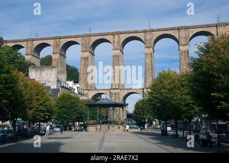 Viadotto ferroviario, Morlaix, Brittany, Francia Foto Stock