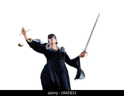 Lady Justice (giustizia), dea romana della giustizia, personificazione, spada, scale, occhio bendato, Dea romana della giustizia, personificazione, spada Foto Stock