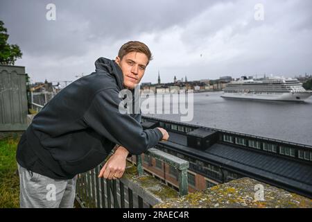 L'ex star svedese dell'NBA Jonas Jerebko viene fotografato a Stoccolma, in Svezia, lunedì 3 luglio 2023. Nel marzo 2023, Jerebko ha firmato un contratto con il CSKA Mosca Foto Stock