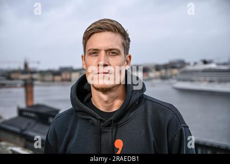 L'ex star svedese dell'NBA Jonas Jerebko viene fotografato a Stoccolma, in Svezia, lunedì 3 luglio 2023. Nel marzo 2023, Jerebko ha firmato un contratto con il CSKA Mosca Foto Stock