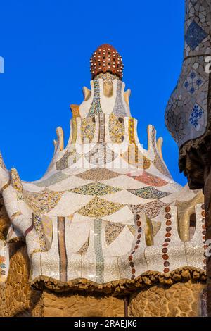 Antoni Gaudi, Park Güell, Barcellona, Catalogna, Spagna Foto Stock
