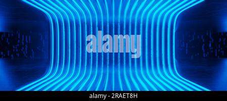 Sfondo astratto con linee incandescenti. Background per tecnologia digitale, criptovalute, neon sign. rendering 3d.. Foto Stock