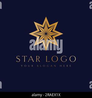 Logo Star Vector. Emblema geometrico astratto a stella. Modello di logo del settore aziendale e della bellezza. Illustrazione Vettoriale