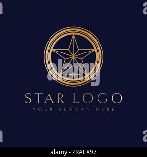 Logo Star Vector. Emblema geometrico astratto a stella. Modello di logo del settore aziendale e della bellezza. Illustrazione Vettoriale