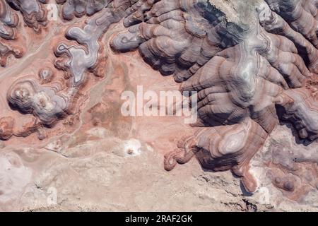 Vista aerea delle colorate Bentonite Hills, vicino a Hanksville, Utah. Foto Stock