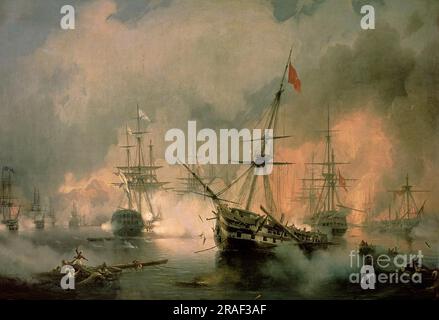 La battaglia di Navarino 1846 di Ivan Aivazovsky Foto Stock