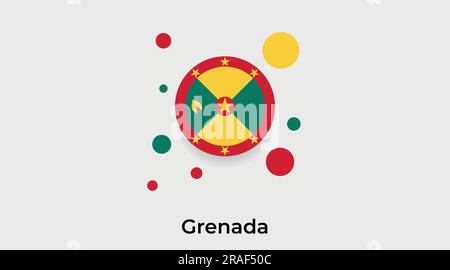 Bandiera Grenada cerchio a bolla forma rotonda icona colorata a forma vettoriale Illustrazione Vettoriale