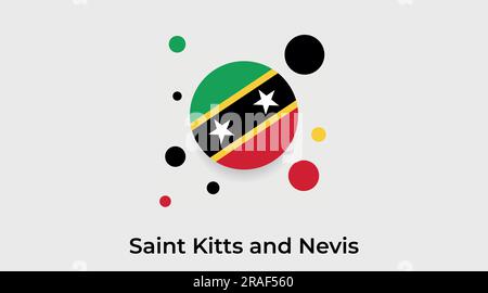 Icona a forma rotonda con cerchio a bolla bandiera di Saint Kitts e Nevis illustrazione vettoriale colorata Illustrazione Vettoriale
