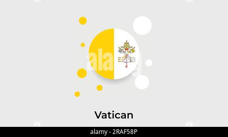 Icona a forma di cerchio circolare con bandiera dello Stato della città del Vaticano, colorata illustrazione vettoriale Illustrazione Vettoriale