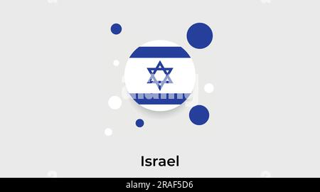 Icona circolare circolare circolare bandiera israeliana illustrazione vettoriale colorata Illustrazione Vettoriale