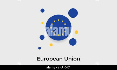 Icona a forma di cerchio circolare con bandiera dell'Unione europea illustrazione vettoriale colorata Illustrazione Vettoriale