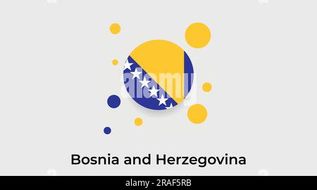 Icona a forma di cerchio circolare con bandiera della Bosnia ed Erzegovina illustrazione vettoriale colorata Illustrazione Vettoriale