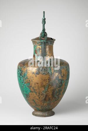 Collo in bronzo anfora (vaso) con coperchio e manico a chiglia 515 a.C., opera della ceramica greca antica Foto Stock