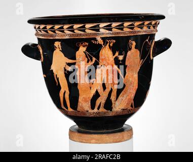 Terracotta Bell Krater (ciotola per mescolare vino e acqua) 450 a.C. di ceramica greca antica Foto Stock