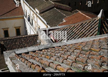 Paesaggio rurale panoramico con tetti di tegole di terracotta a Monreale Sicilia, Italia. Foto Stock