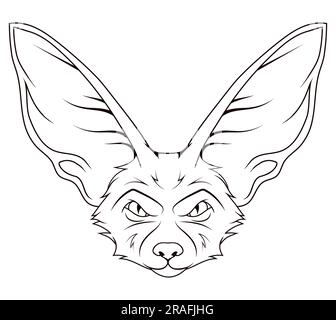 Fennec Fox. Illustrazione vettoriale di un animale carino. Una volpe in miniatura che vive nei deserti del Nord africa. Animali selvatici. Illustrazione Vettoriale