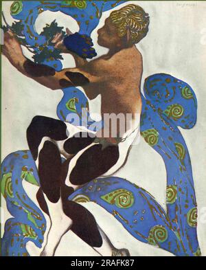 Nijinsky's Faun Costume in 'l'Apres Midi d'un Faune' di Claude Debussy dalla copertina del programma per la settima stagione di 'Ballets Russes' 1912 di Leon Bakst Foto Stock