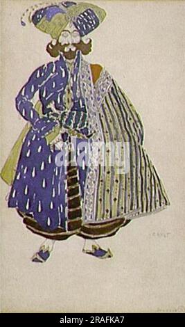 Aiutante di campo dello Scià, design del costume per la produzione di Diaghilev del balletto Scheherazade 1910 di Leon Bakst Foto Stock