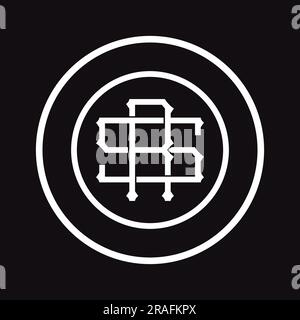 Design moderno con logo in lettere iniziali monogramma SR o RS streetwear Illustrazione Vettoriale