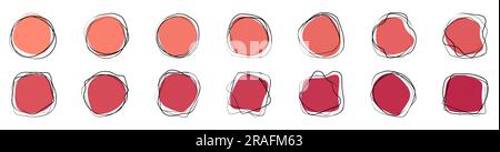 Ameba organica isolata su sfondo bianco. Una serie di elementi grafici dalla forma irregolare arrotondata con una transizione di colore uniforme da albicocca Crush a V. Illustrazione Vettoriale