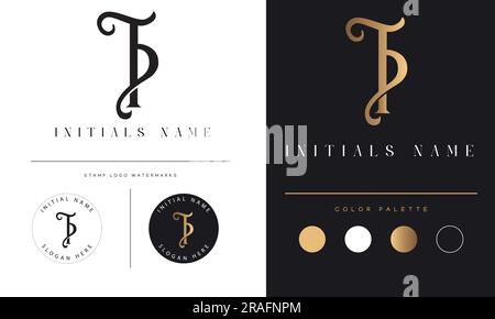 Design con logo a lettera monogramma iniziale TP o PT Luxury Illustrazione Vettoriale