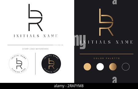Design logo con monogramma iniziale LR o RL Luxury Letter Text Letter Illustrazione Vettoriale