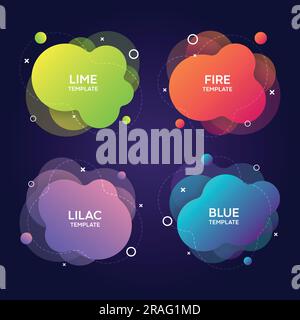 Set di abstract moderni elementi grafici. Dinamiche forme colorate e di linea. Gradiente banner astratta con liquido di forme. Modello per il desi Illustrazione Vettoriale