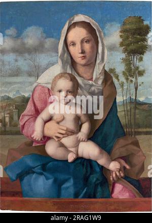 Madonna col bambino in un paesaggio 1508 di Giovanni Bellini Foto Stock