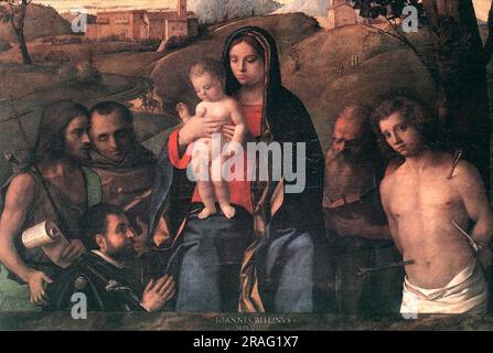 Madonna col bambino con santi e donatore 1507 di Giovanni Bellini Foto Stock